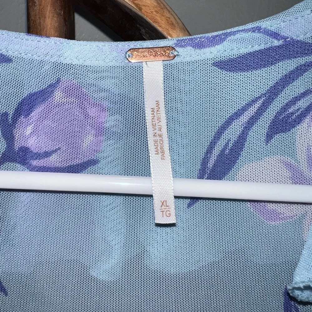 Free People Floral Blouse in Blue and Purple - Picture 3 of 4